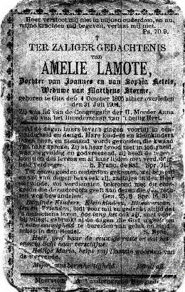 amelie lamote Bidprentje van Amelie Lamote